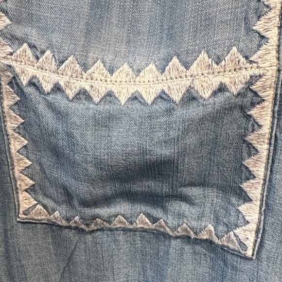 Toofan Tencel Blue Denim Tunic Top with embroidery - Picture 9 of 9